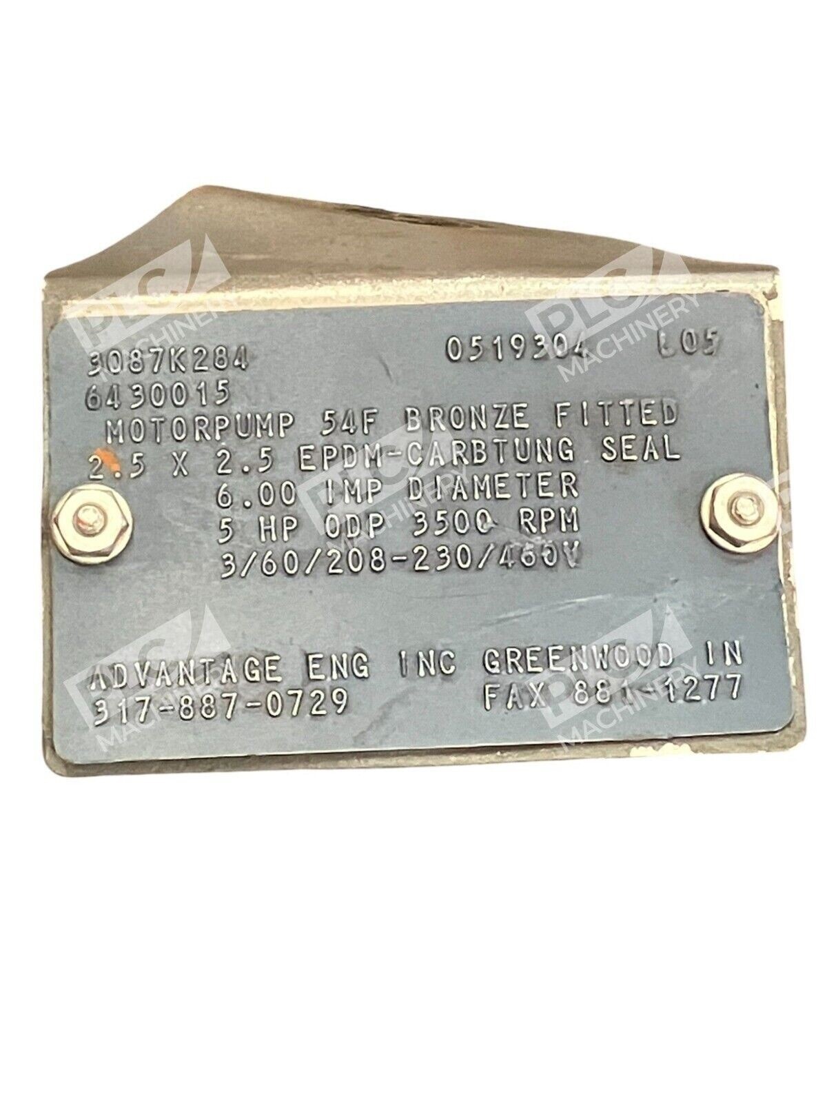 Advantage Engineering Motorpump 54F Bronze Fitted 5HP 0DP 3500RPM 3087K284 - Image 3