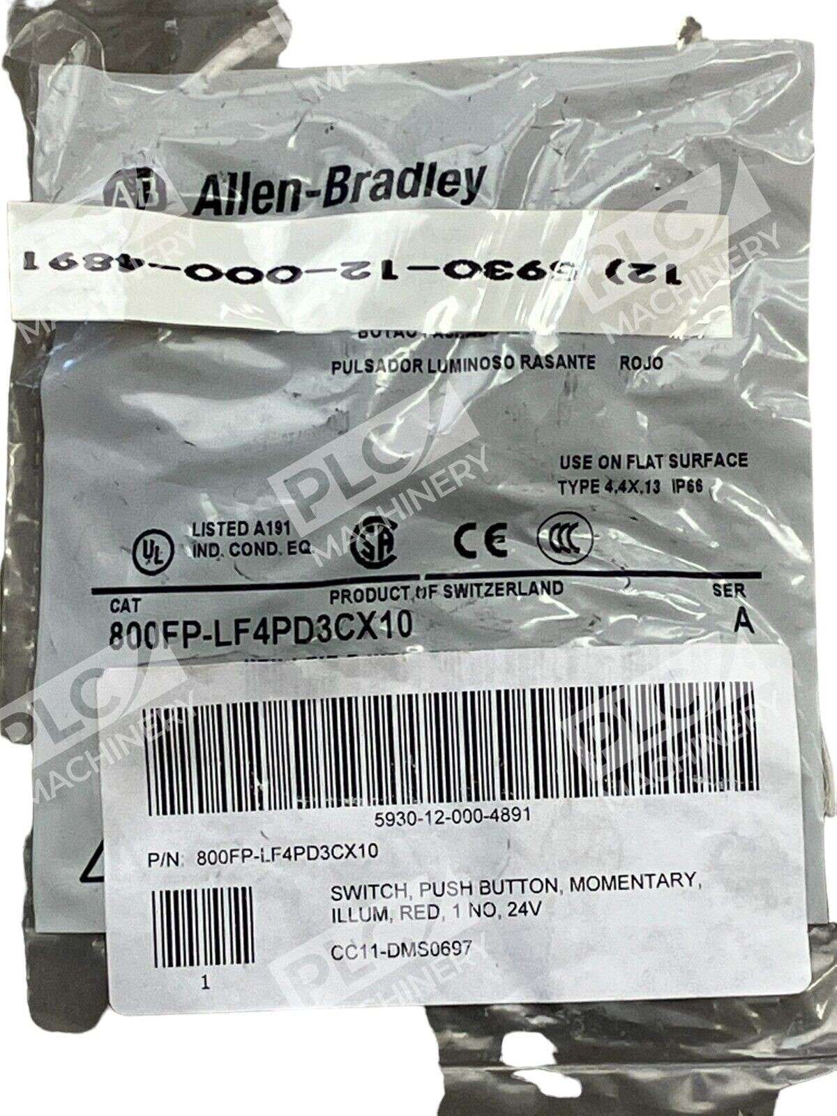 Allen Bradley 800FP-LF4PD3CX10 /A Illuminated Flush Push Button Red - Image 3
