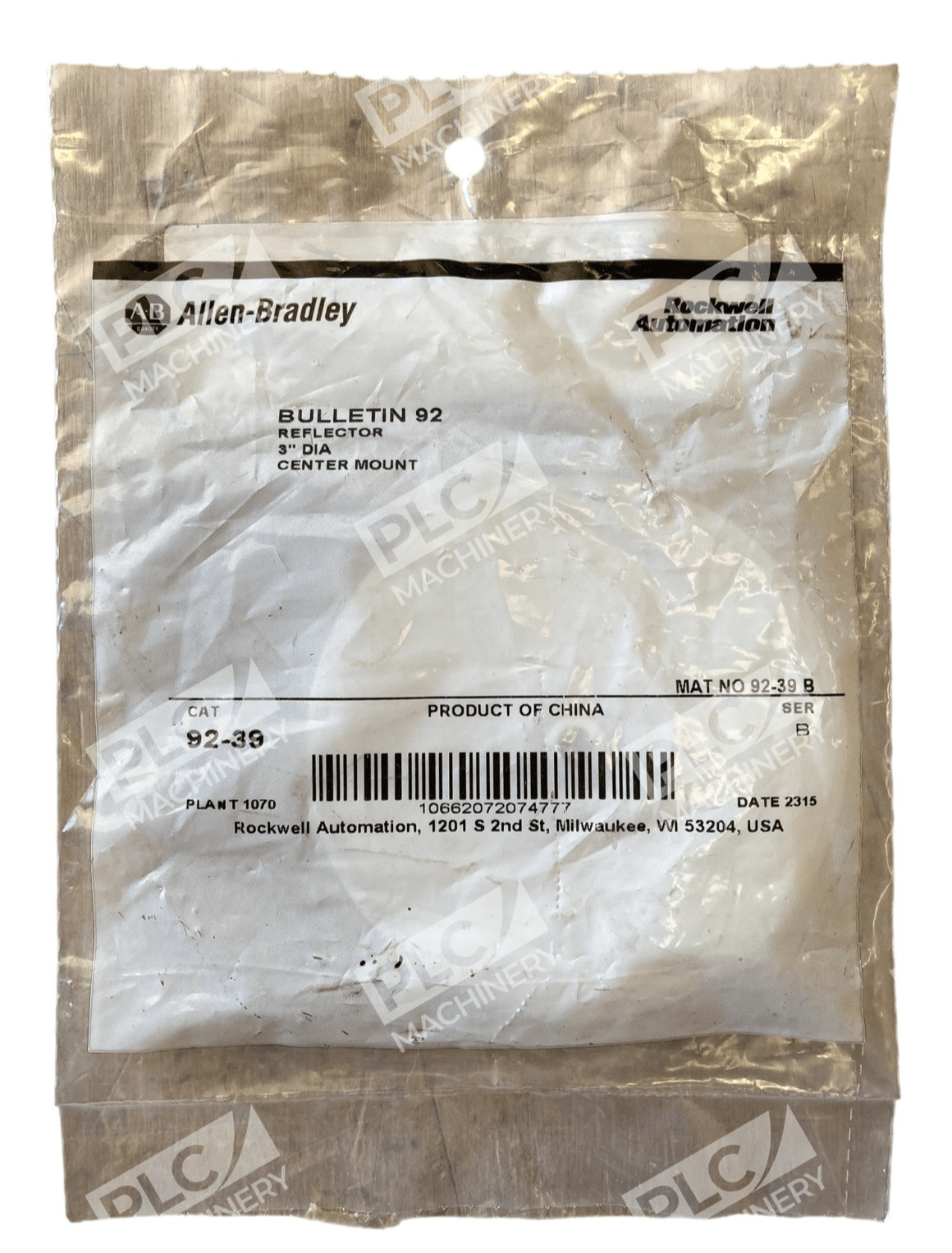 Allen Bradley AB Center Mount 3" Dia Reflector 92-39 /B