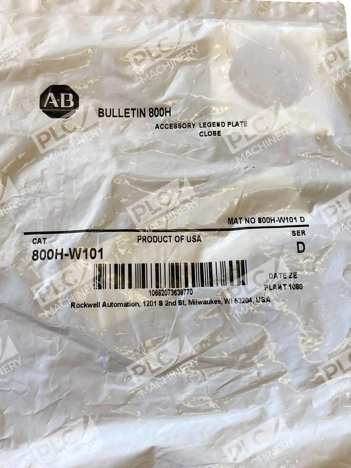 Allen Bradley AB Close Legend Plate Accessory 800H-W101 /D - Image 3
