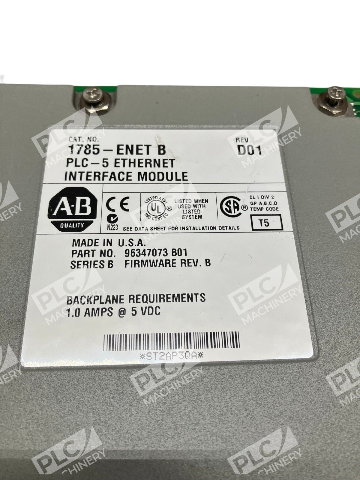Allen Bradley AB PLC-5 Ethernet Interface Module 1785-ENET /B Rev D01 - Image 3