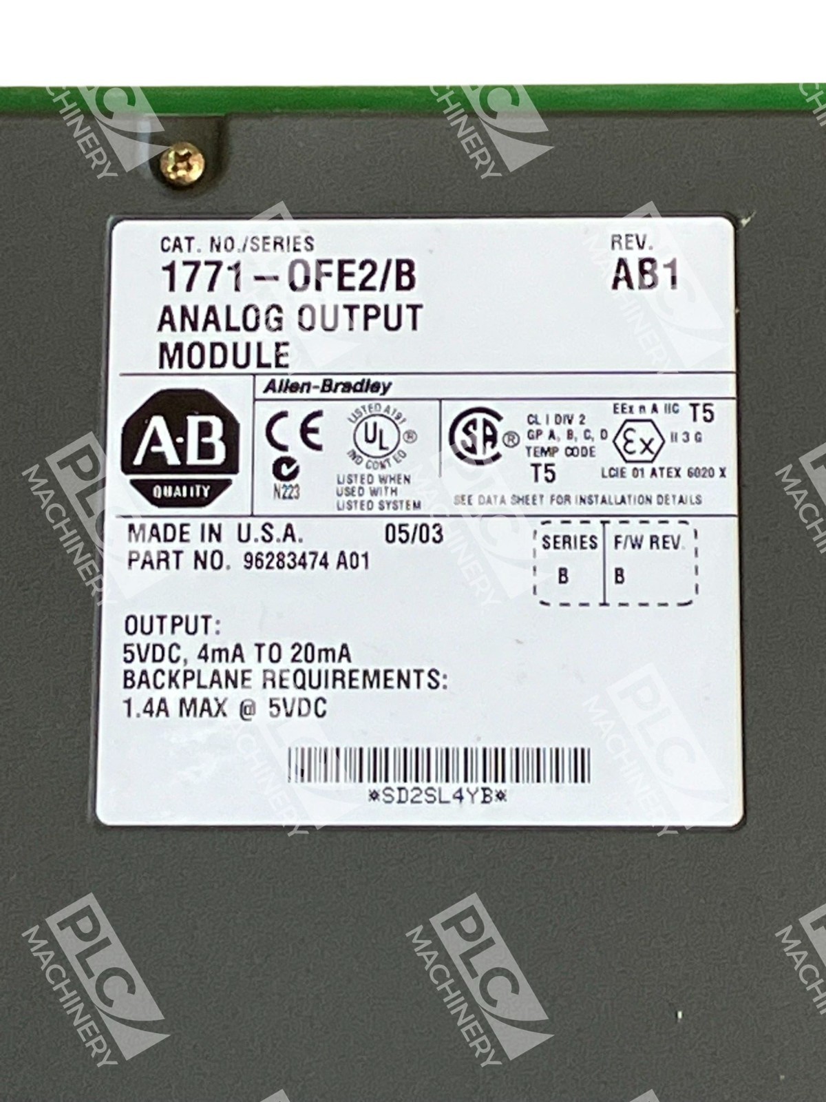 Allen Bradley AB Rev AB1 Analog 12 Bit Output Module 1771-OFE2/B - Image 3