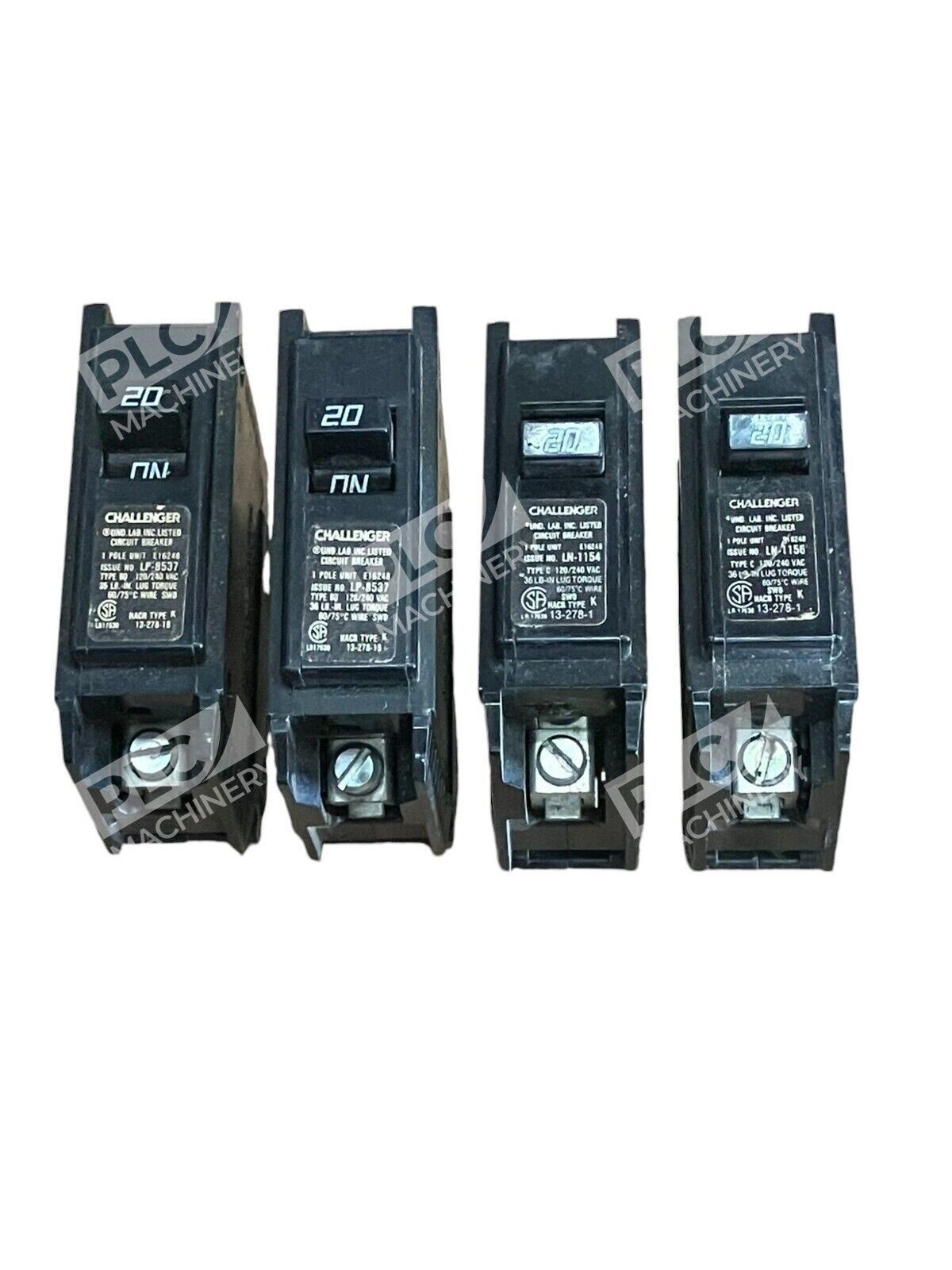 Challenger 20A 1 Pole Unit Circuit Breaker C120 (lot of 4)