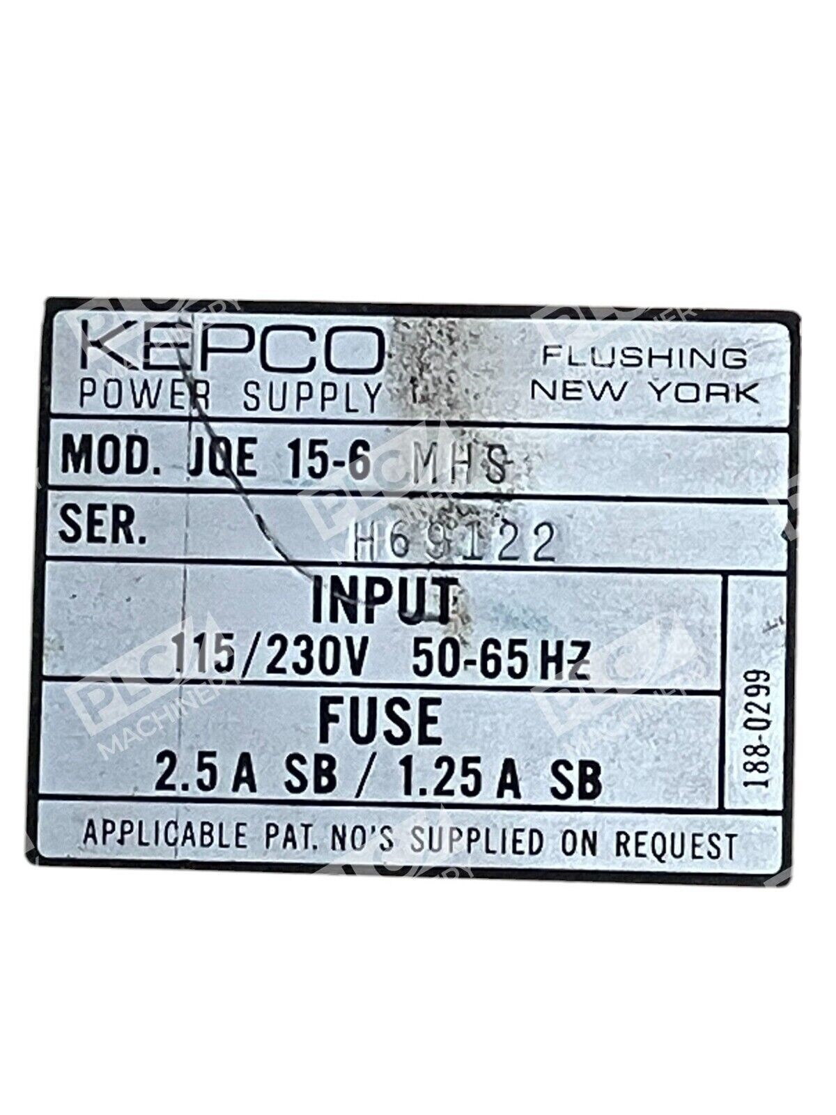 Kepco 115/230V 50-65Hz 2.5A SB / 1.25A SB Power Supply JQE 15-6 MHS - Image 4