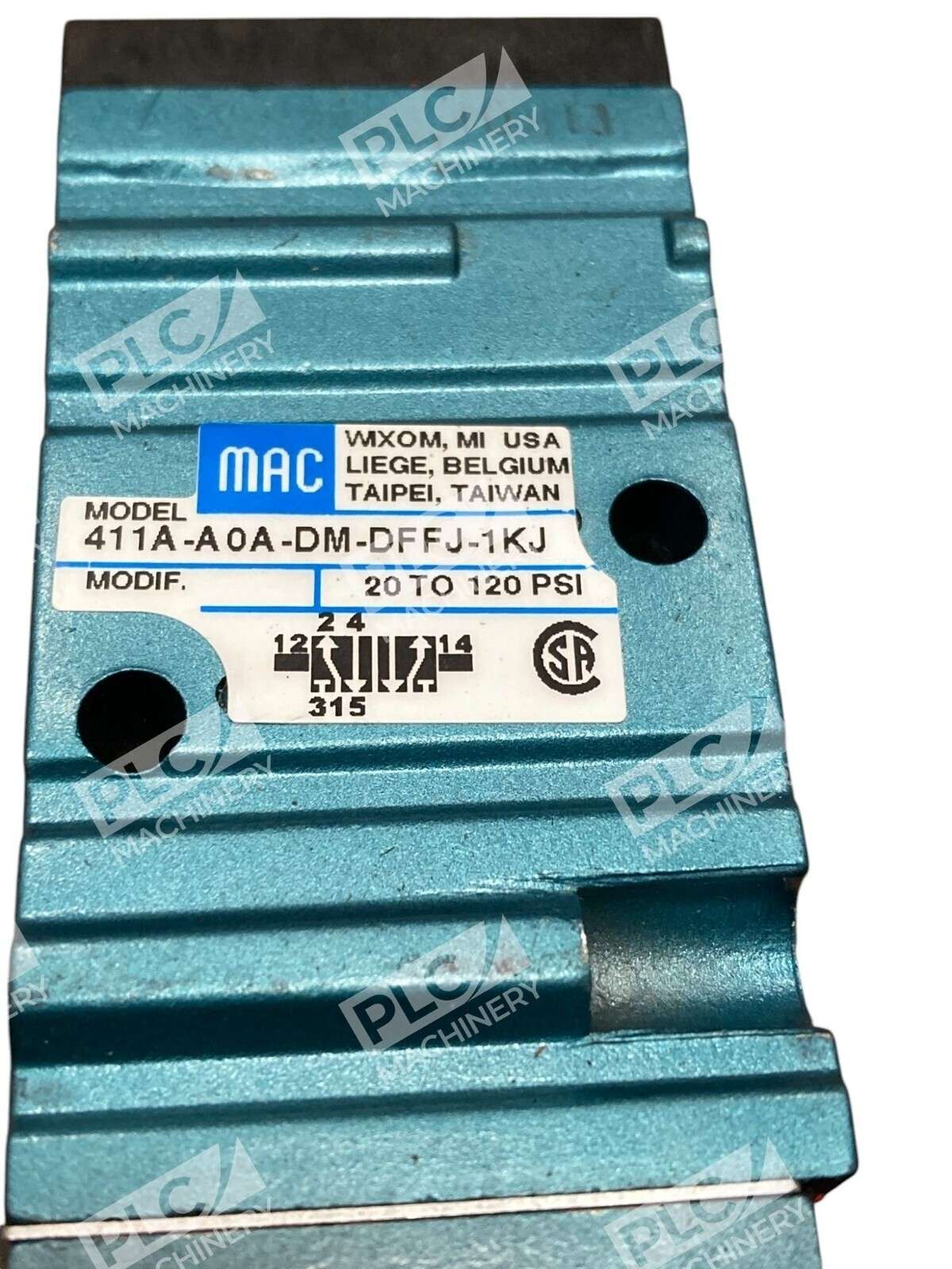 MAC 411A-A0A-DM-DFFJ-1KJ Solenoid Valve 24VDC Pneumatic Control 20-120 PSI - Image 3