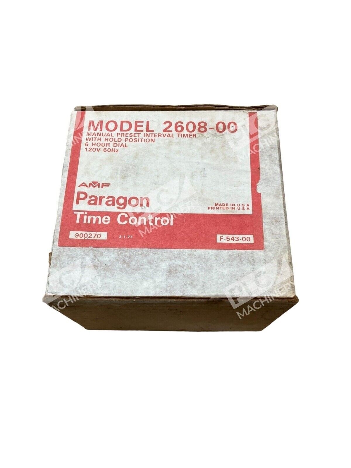 Paragon AMF 2608-00 Time Control Manual Preset Interval Timer 6Hr 120V 60Hz