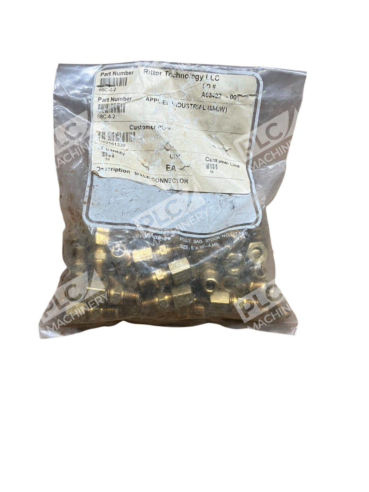 Parker 68C-4-2 Brass Compression Male Connector 1/4" Tube x 1/8" NPT Pack of 50