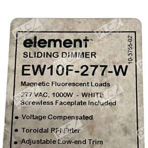 Prescolite Controls 277VAC 1000W White Element Sliding Dimmer EW10F 277 W 226531081980