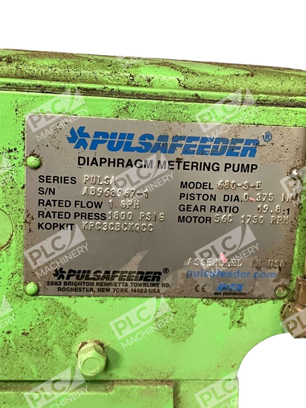 Pulsafeeder 1.6PH 1800PSIG KPC3CBCKQCC 19.8:1 Diaphragm Metering Pump 680-S-E - Image 7