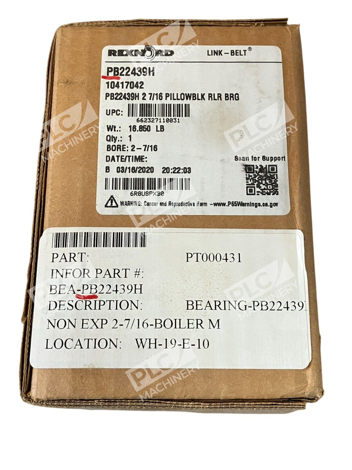 Rexnord 10417042 2-7/16" Link-Belt Pillowblock Roller Bearing PB22439H - Image 3