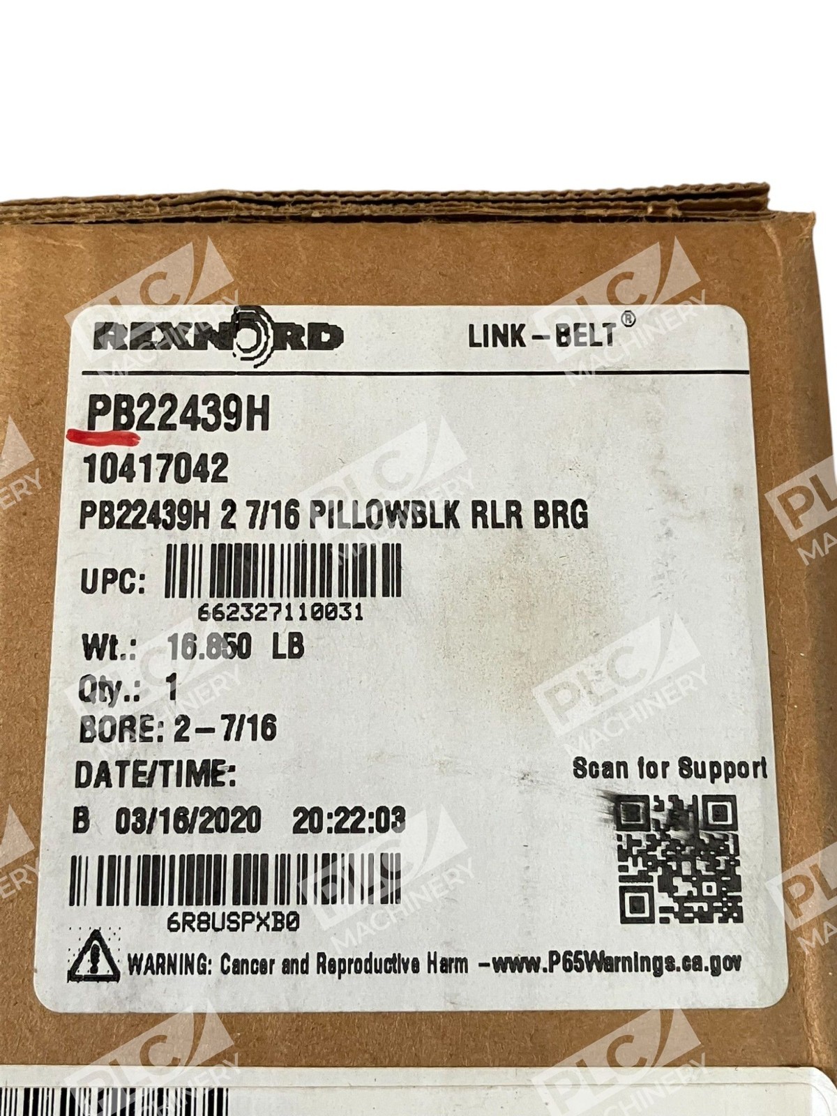 Rexnord 10417042 2-7/16" Link-Belt Pillowblock Roller Bearing PB22439H - Image 4