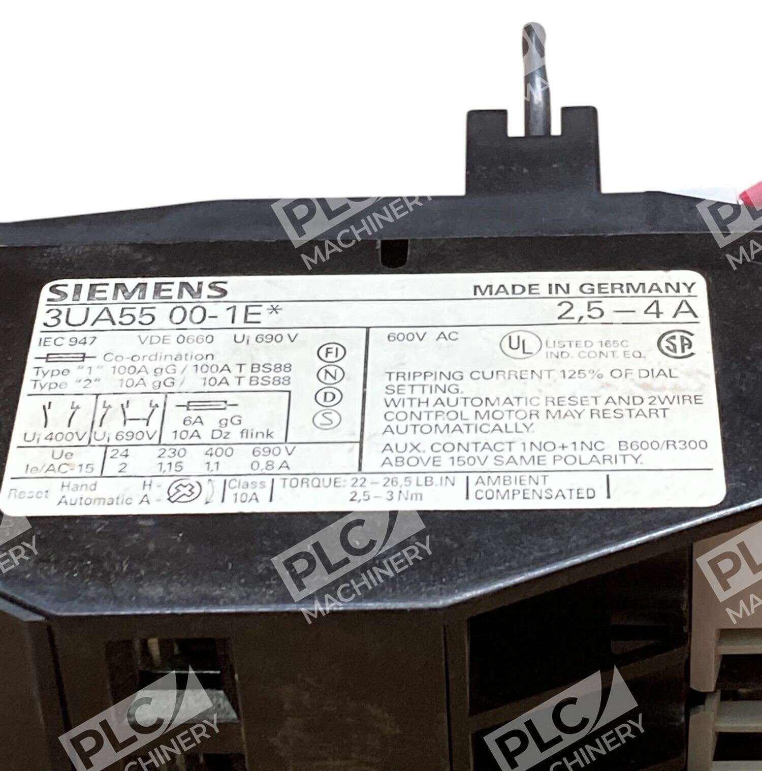 Siemens 3UA5500-1E* 2.5-4A Overload Relay 3UA55 00-1E - Image 5