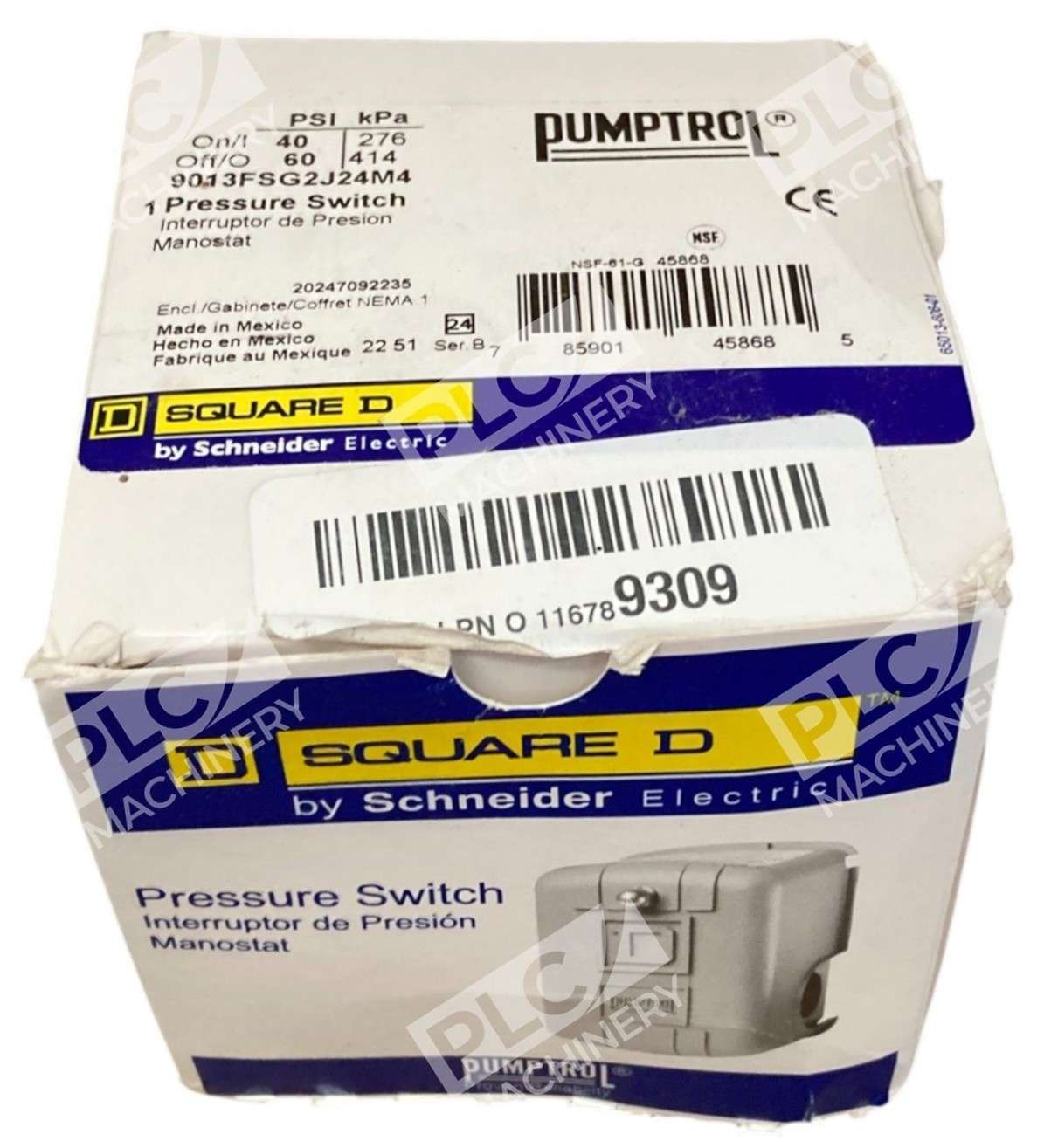 Square D Schneider Pumptrol Pressure Switch 9013FSG2J24M4