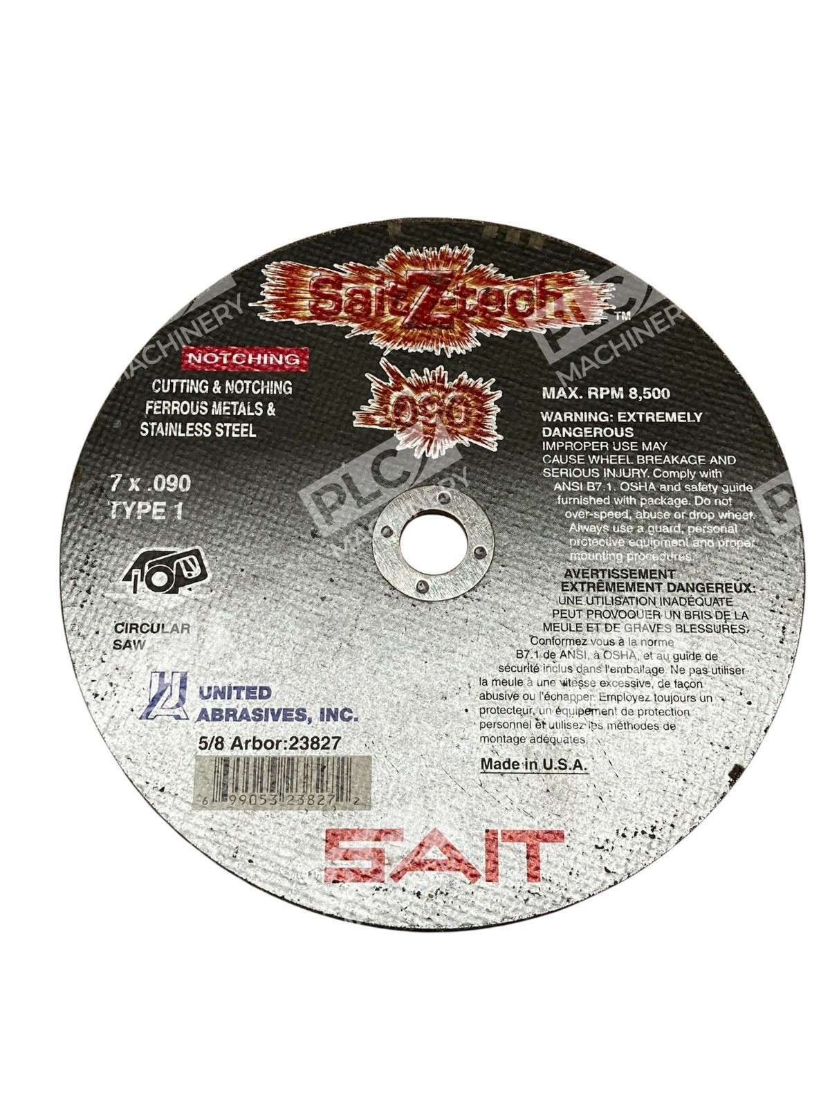 United Abrasives SAIT 23827 Z-Tech 7" High Performance Cut-Off Wheel .090