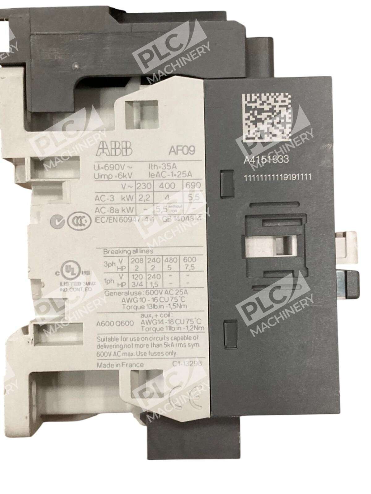 ABB AF09 3-Pole Contactor 25A 24-60V AC/DC 690V Motor Control w/ Surge Protectio - Image 3
