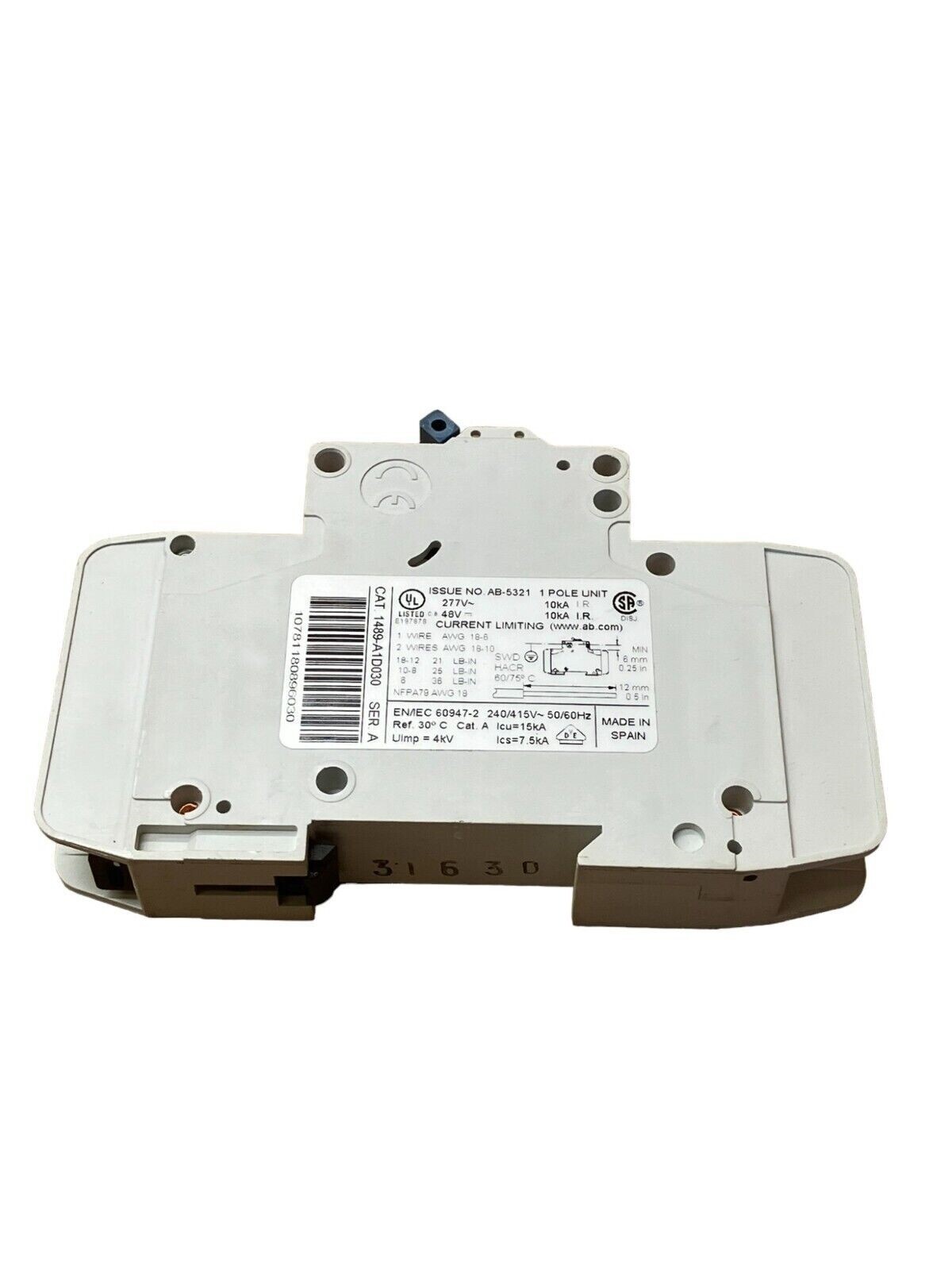 Allen Bradley 1489-A1D030 /A 1 Pole Circuit Breaker 3A - Image 4