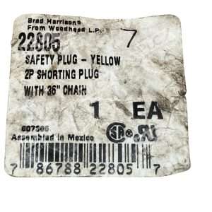 Brad Harrison 22805 Safety Plug 2 Pole 600V 25A Yellow w 36 Chain 297827844521