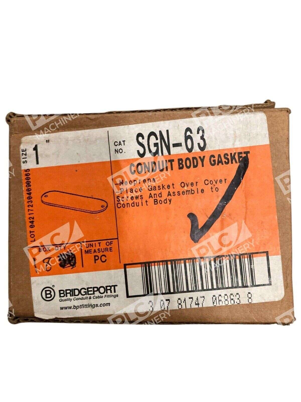 Bridgeport 1" Neoprene Conduit Body Gasket SGN-63 (Box of 18)