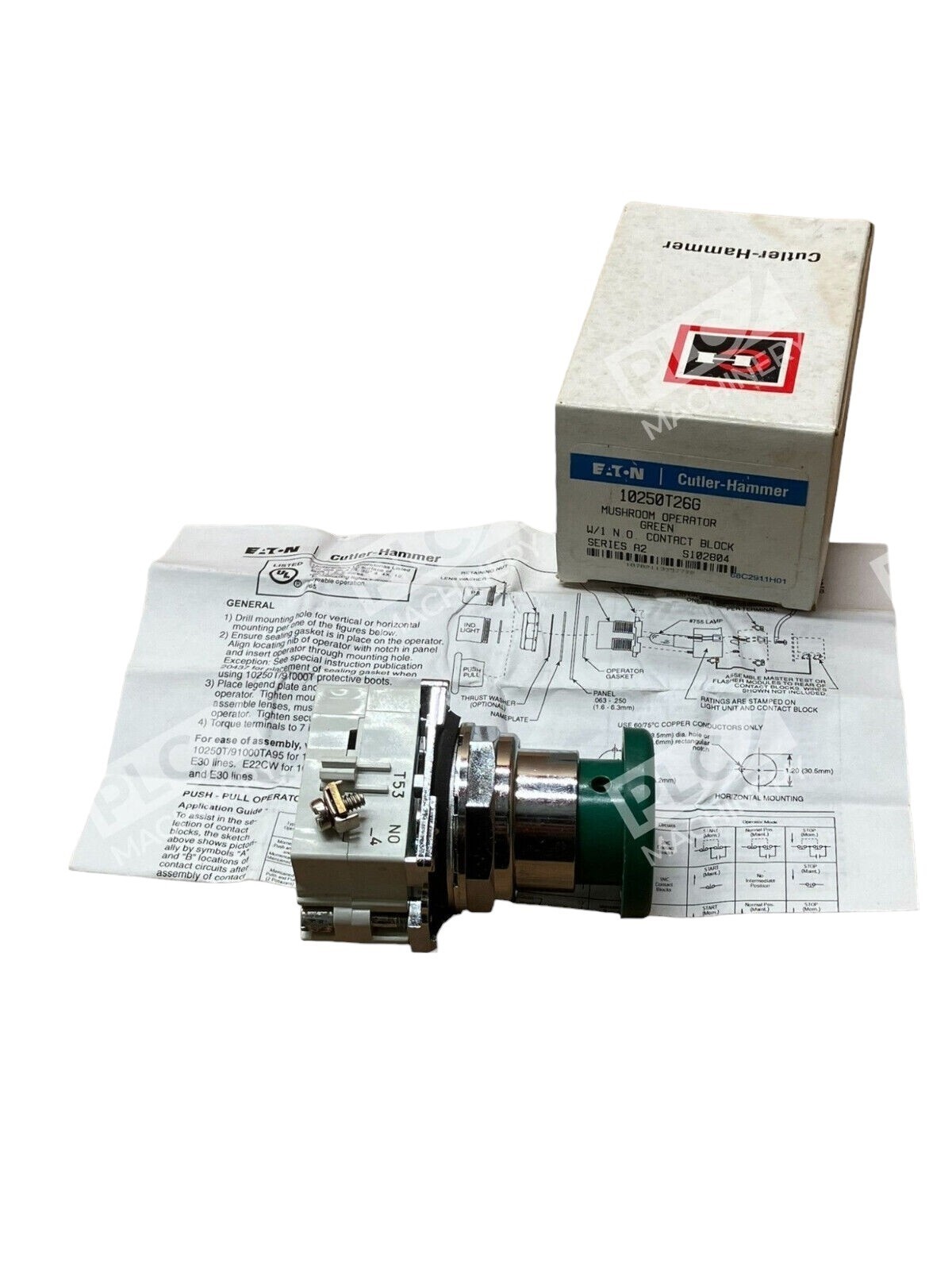 Eaton Cutler Hammer 10250T26G Mushroom Operator Green W/ N.O. Contact Block - Image 3