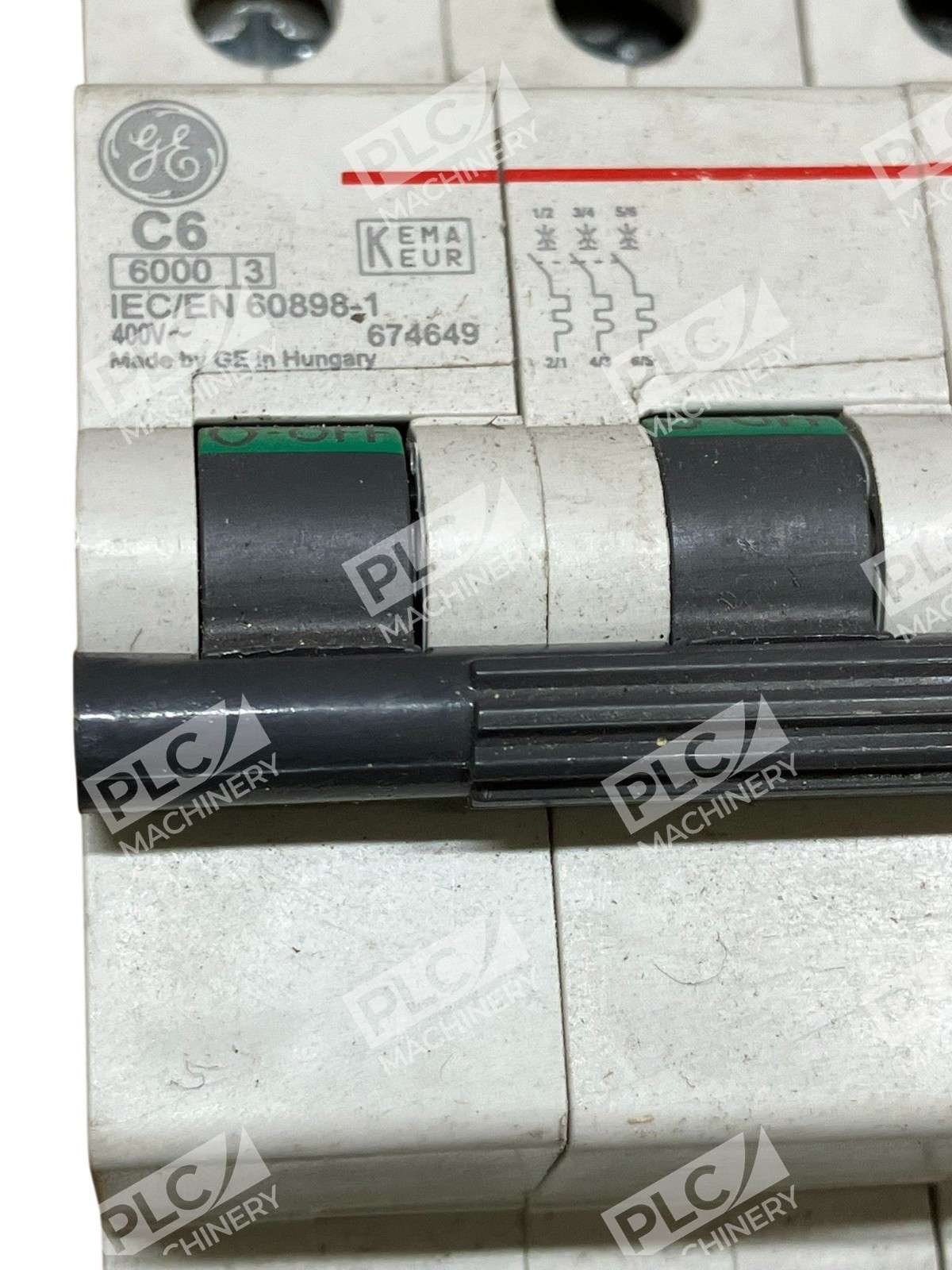 GE C6 3-Pole Miniature Circuit Breaker 6A C-Curve 400V DIN Rail 674649 - Image 3