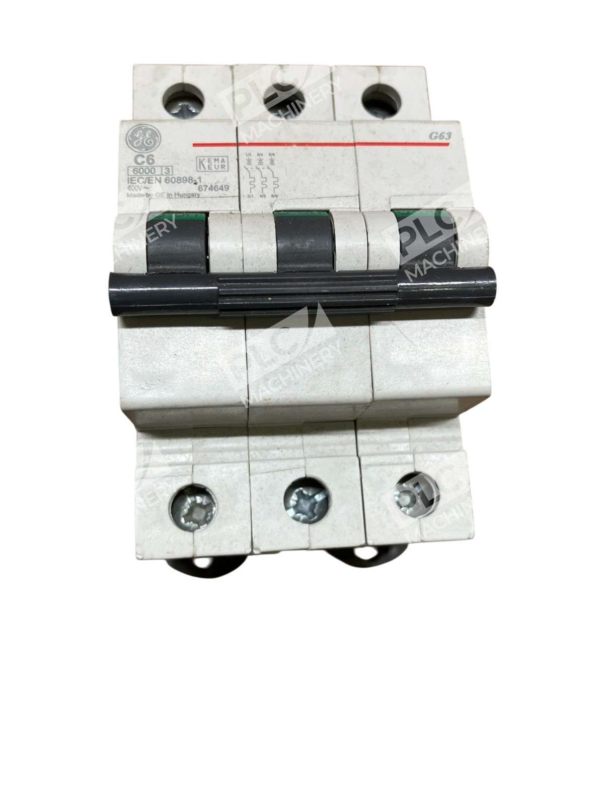 GE C6 3-Pole Miniature Circuit Breaker 6A C-Curve 400V DIN Rail 674649