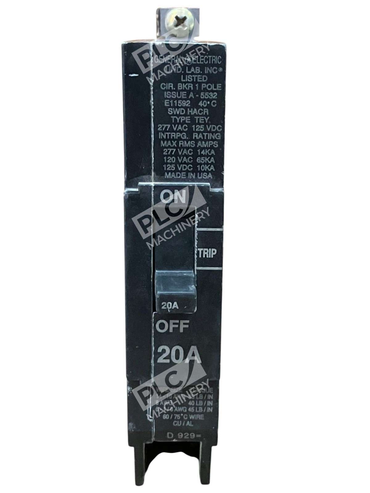 General Electric 1 Pole 20A SWD HACR Circuit Breaker TEY120