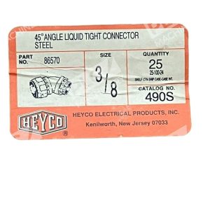 Heyco 86570 45 Angle Liquid Tight Connector Steel 38 490S Box of 25