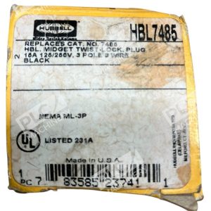 Hubbell 15A 125/250V 3 Pole 3 Wire Midget Twist-Lock Plug HBL7485