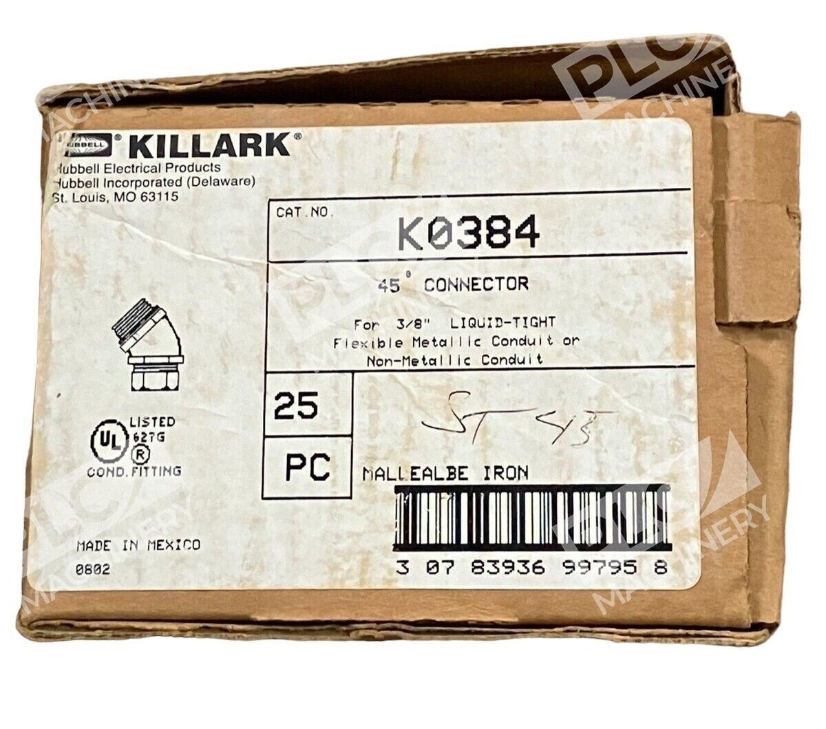 Killark Hubbell K0384 45 Angle Liquid Tight Connector 3/8" (Box of 16)