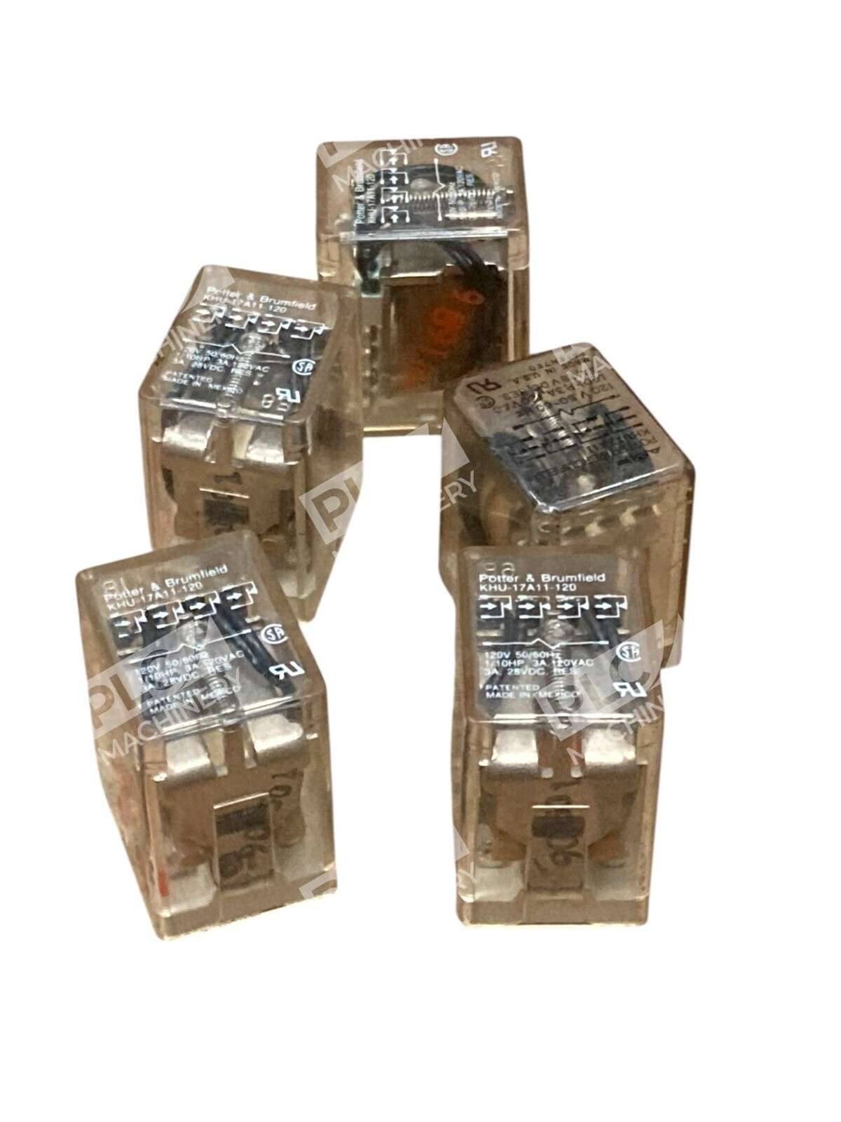 Lot of 5 Potter & Brumfield KHU-17A11-120 4PDT Relay 120VAC 2.5A 240VAC