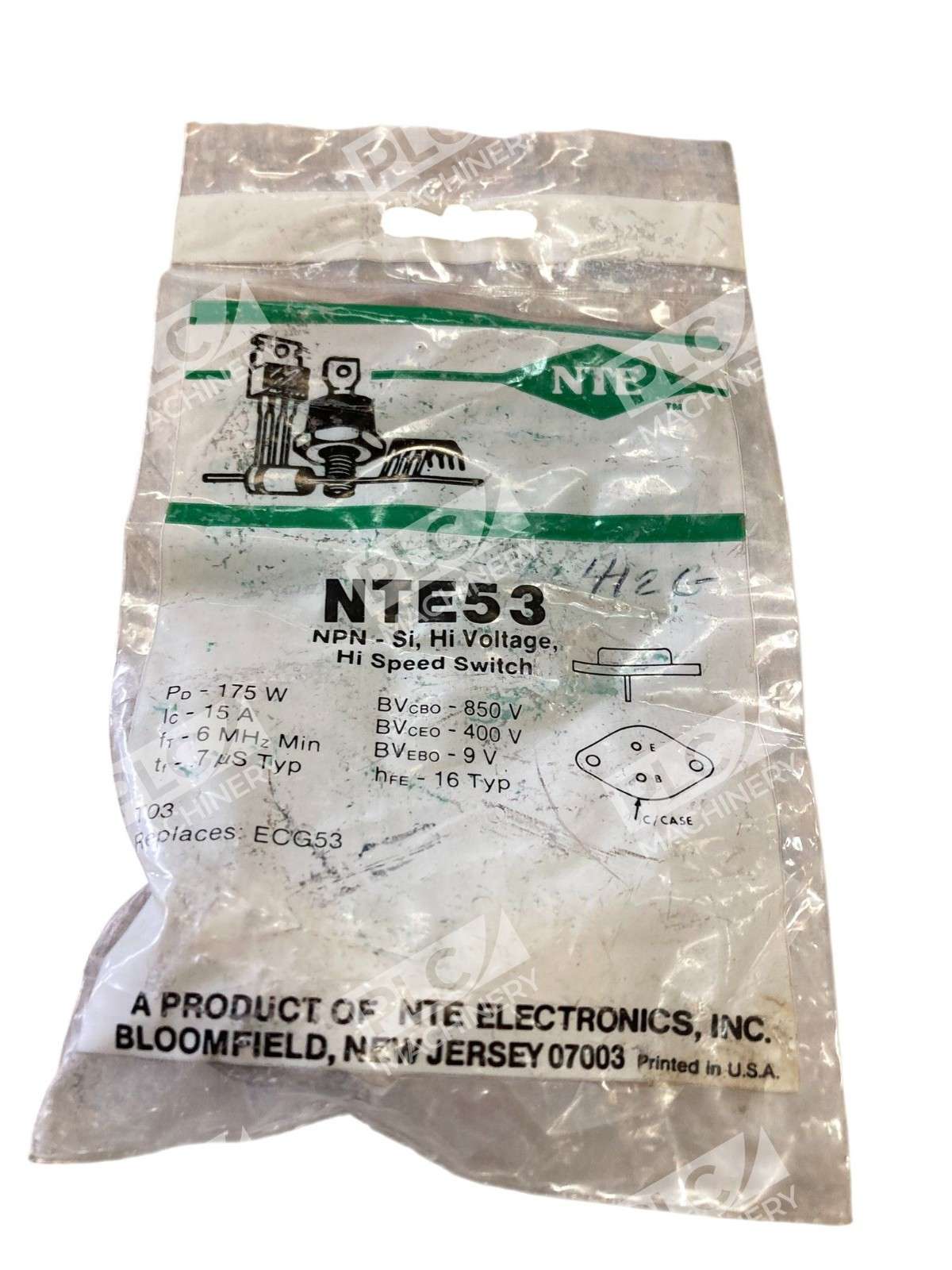 NTE NTE53 NPN Silicon Power Transistor TO-3 400V 15A High-Speed Switch