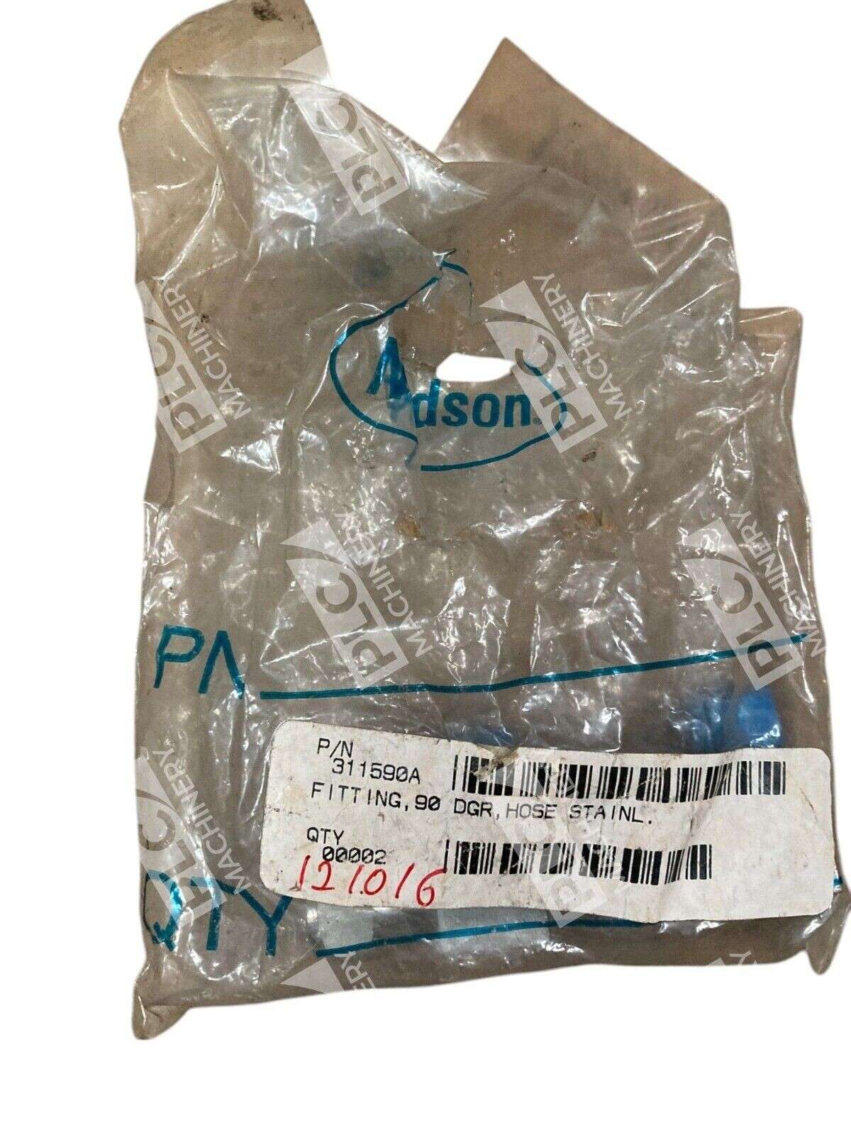 Nordson 121016 90 Deg Fitting Hose Stainless 311590A (Bag of 2)