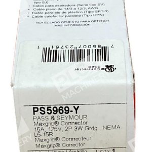 Pass & Seymour 15A 125V 2P 3W Grdg NEMA L5-15R Maxgrip Connector PS5969-Y