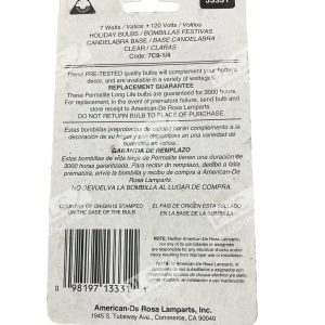 Permalite J3331 7W 120V Incandescent Holiday Light Bulbs Clear 2 Pack 297986771931