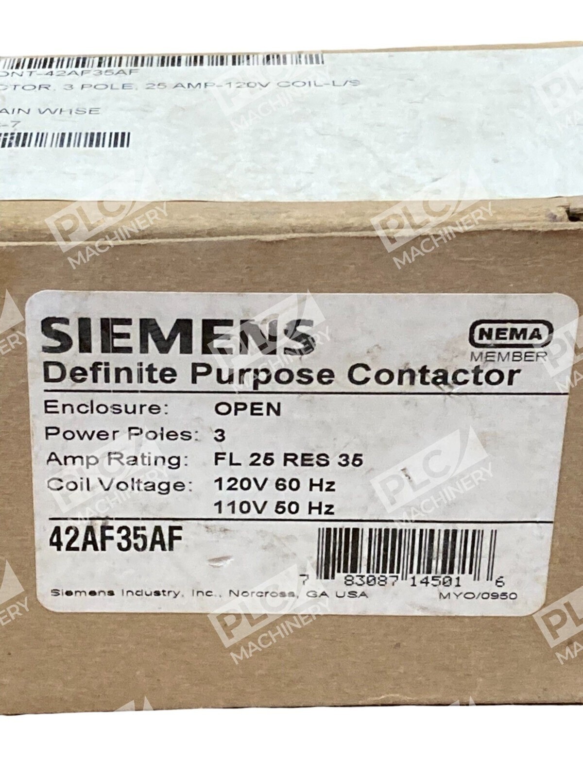 Siemens Open 3 Pole FL 25 Res 35 Definite Purpose Contactor 42AF35AF - Image 3