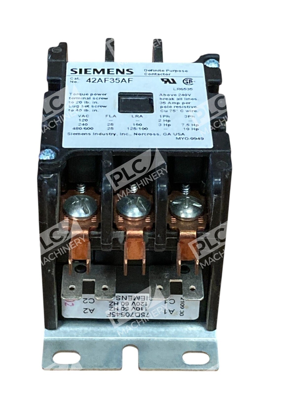 Siemens Open 3 Pole FL 25 Res 35 Definite Purpose Contactor 42AF35AF - Image 4