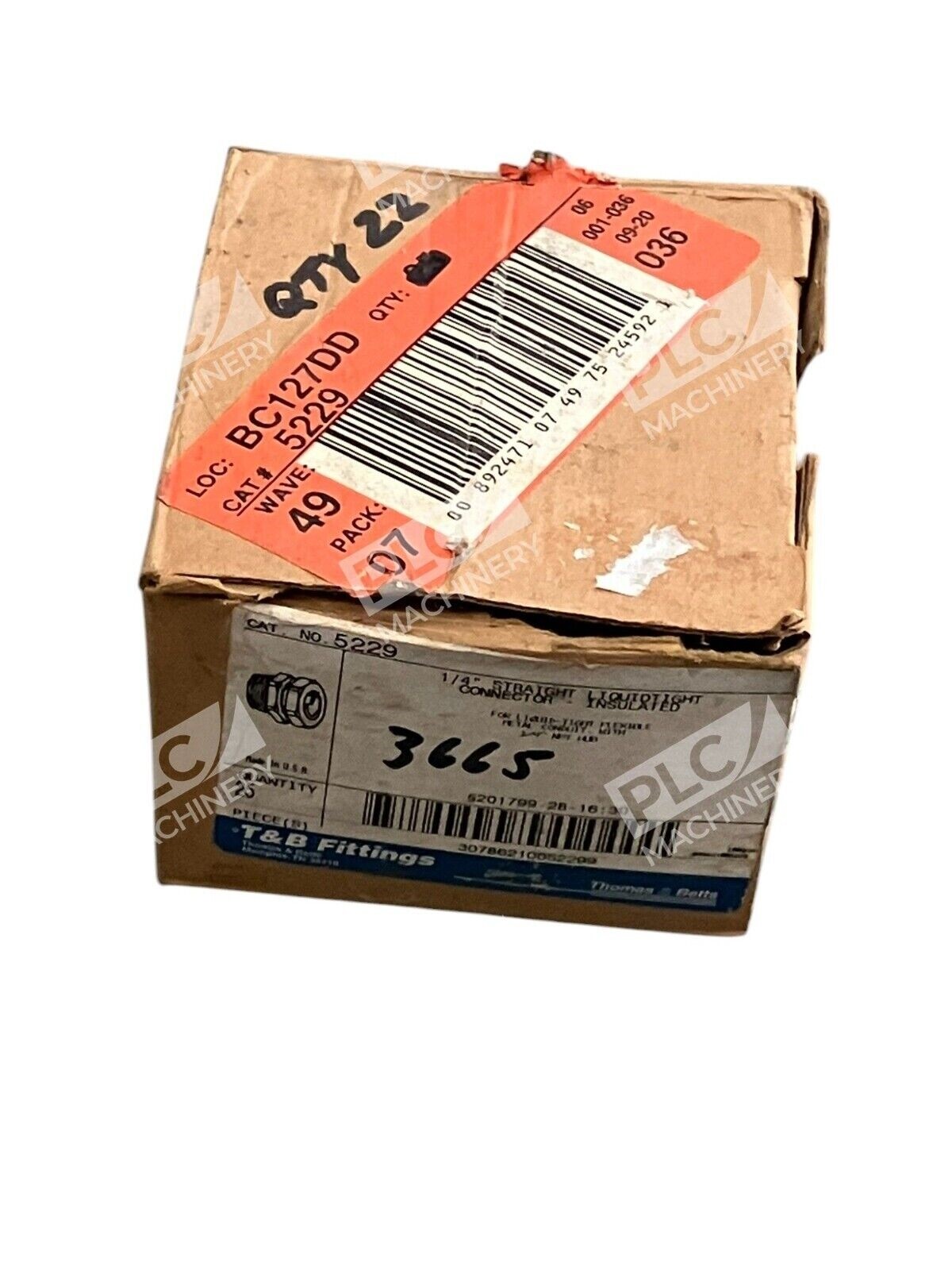 Thomas Betts T&B Fittings 1/4" Straight Liquidtight Insulated 5229 (Box of 22) - Image 3