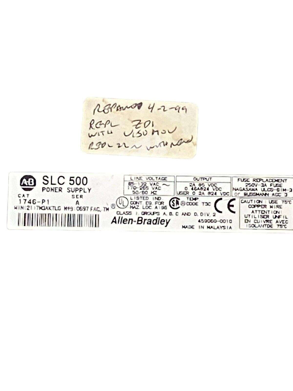 Allen Bradley 1746-P1 Ser A SLC 500 - Image 7