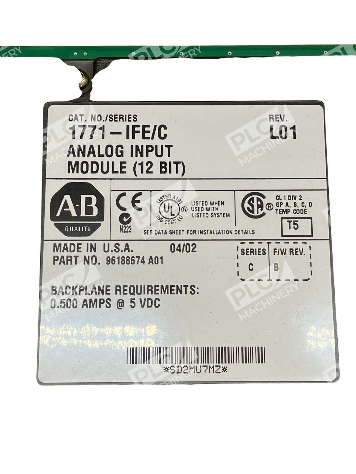 Allen-Bradley 1771-IFE/C Analog Input Module (12 Bit) PLC-5 1771 I/O 0.500A 5VDC - Image 3