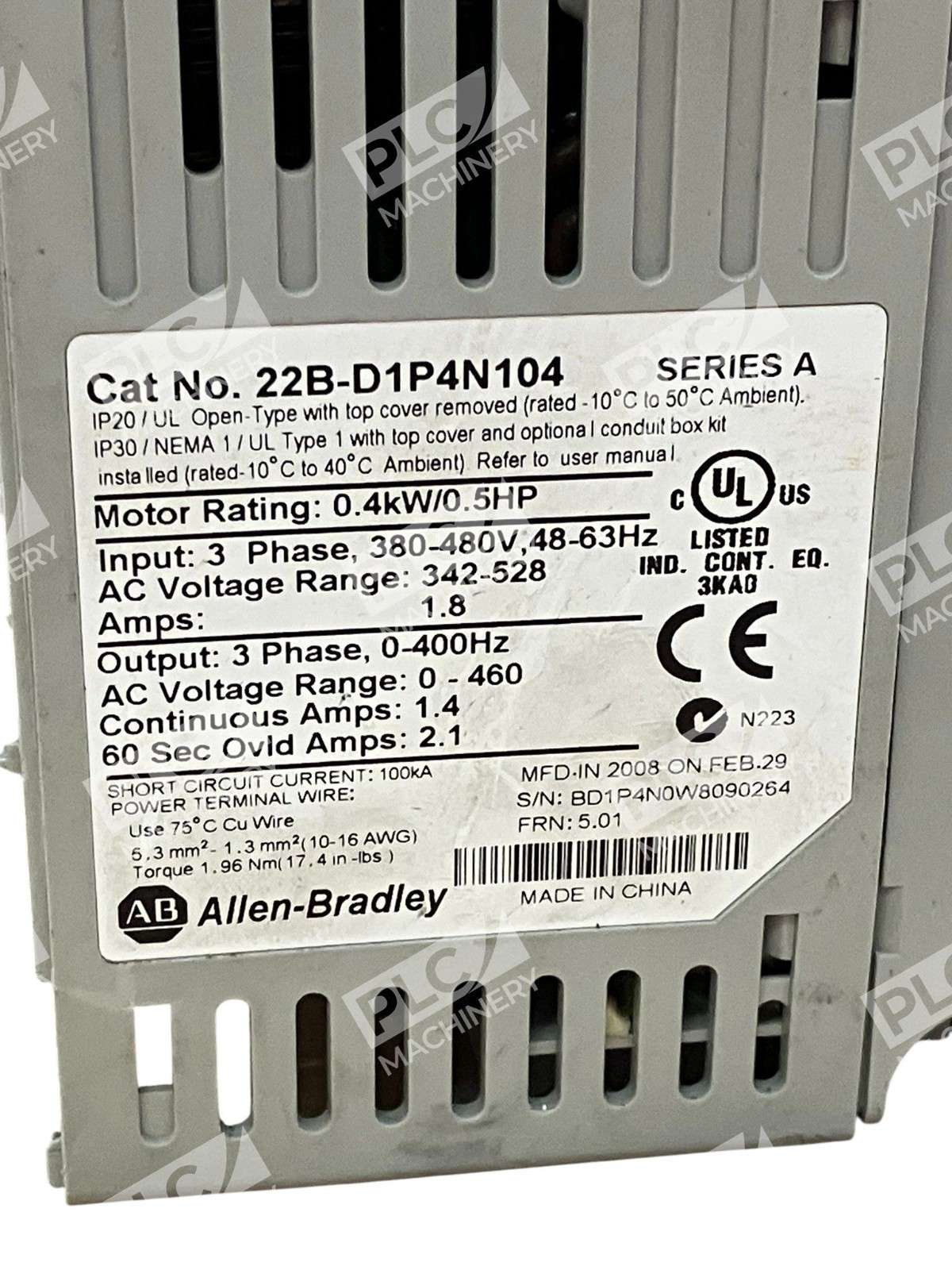 Allen-Bradley 22B-D1P4N104 Series A PowerFlex 40 AC Drive 380–480V AC Damaged - Image 14