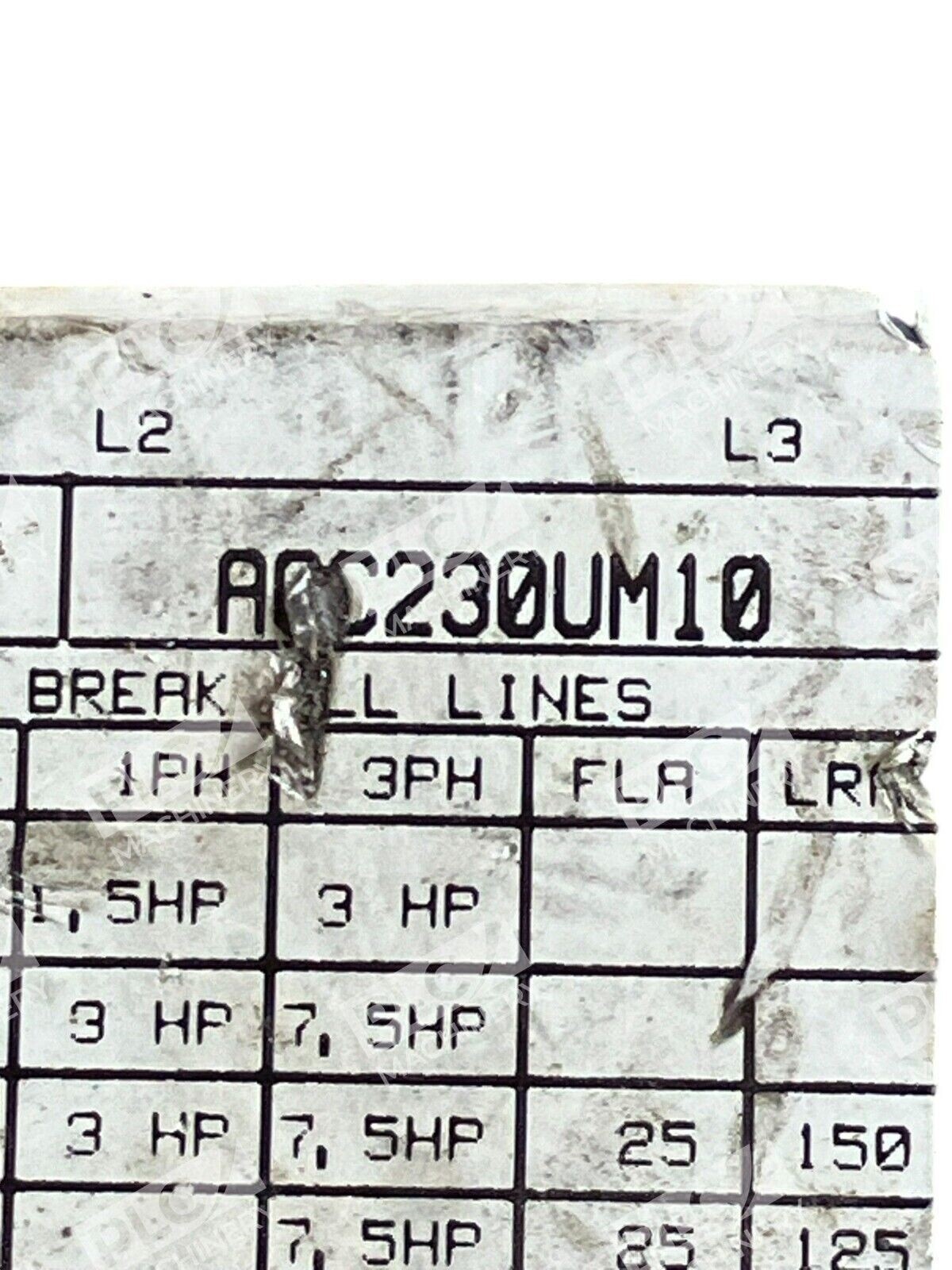 Arrow Hart Controls 35A 600VAC Contactor ACC230UM10 - Image 4