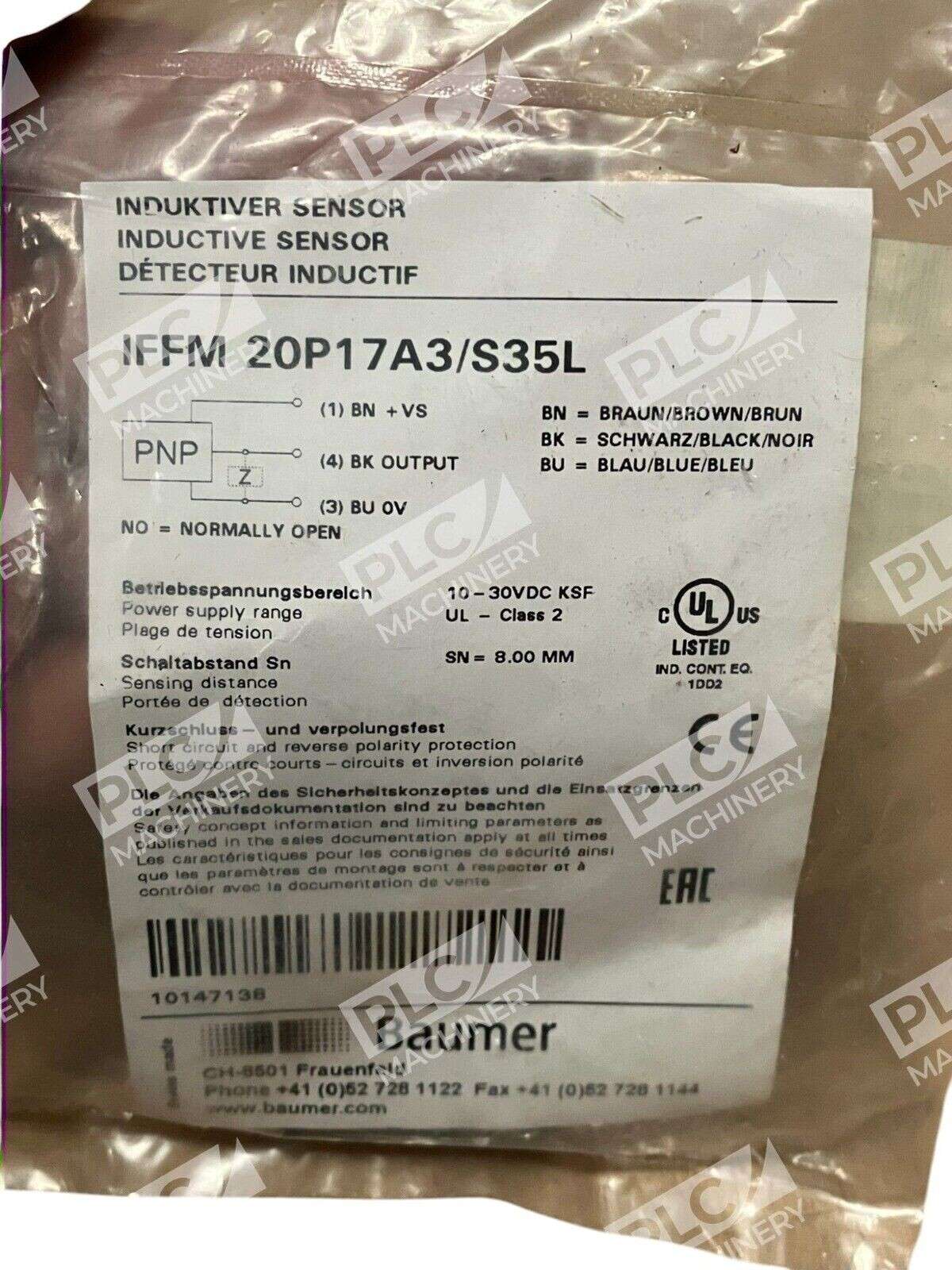 Baumer Inductive Sensor Proximity Switch IFFM 20P17A3/S35L - Image 3