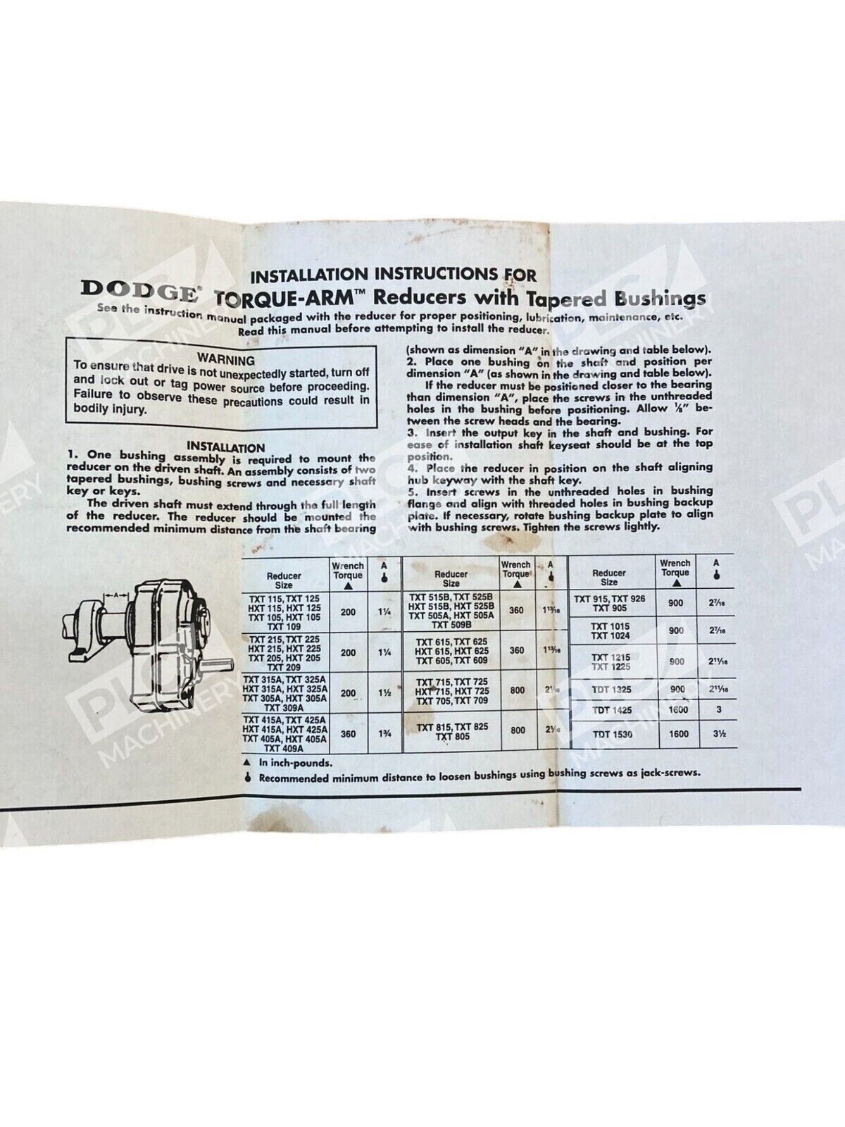 Dodge 243268 Torque-Arm Reducers W/ Tapered Bushing 9910-4010-0346 - Image 9