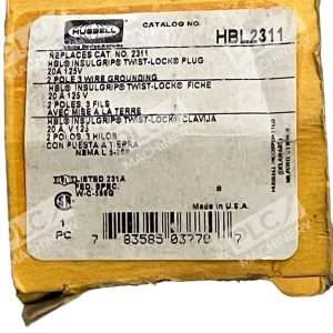 Hubbell HBL2311 Insulgrip Twist-Lock Plug 20A 125V 2 Pole 3 Wire (lot of 3)