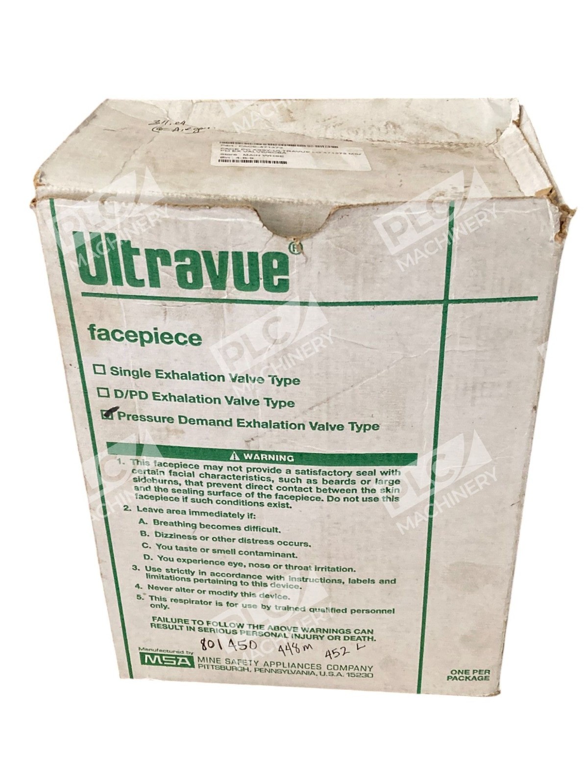 MSA 471373 Pressure Demand Exhalation Valve Type Facepiece Ultravue