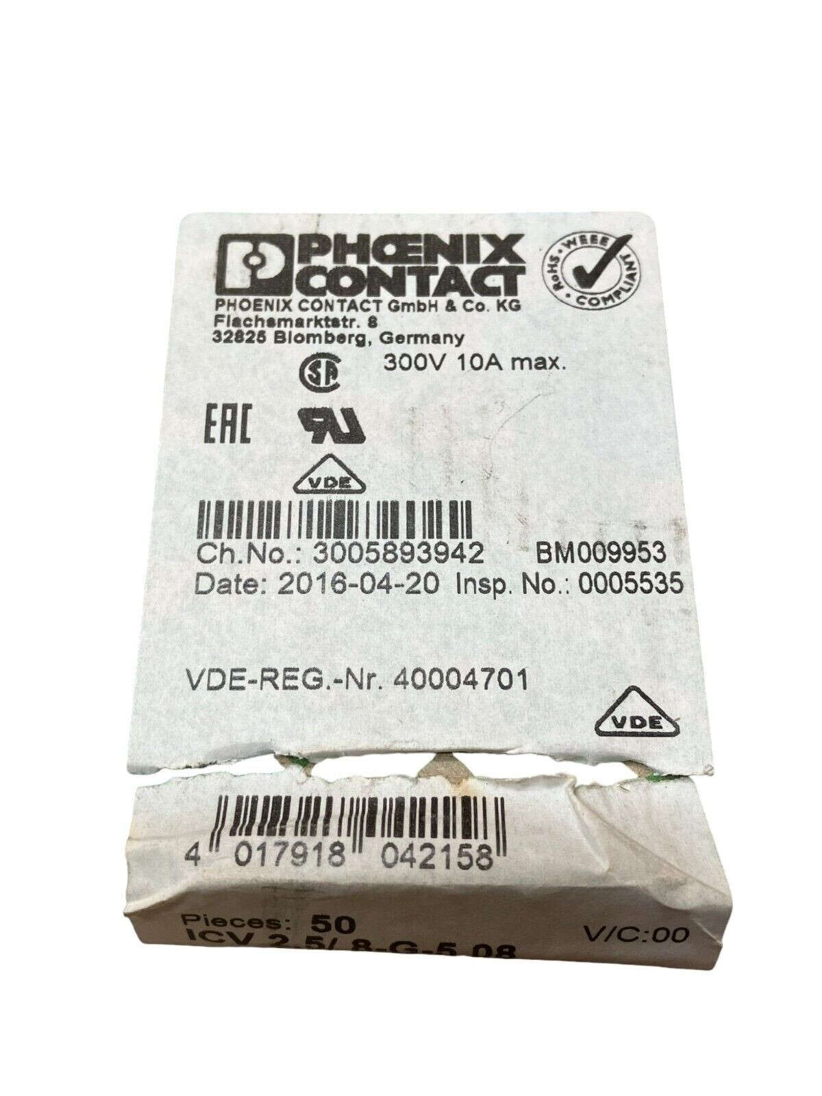 Phoenix Contact ICV 2.5/ 8-G-5.08 PCB Header (Box of 45) - Image 3