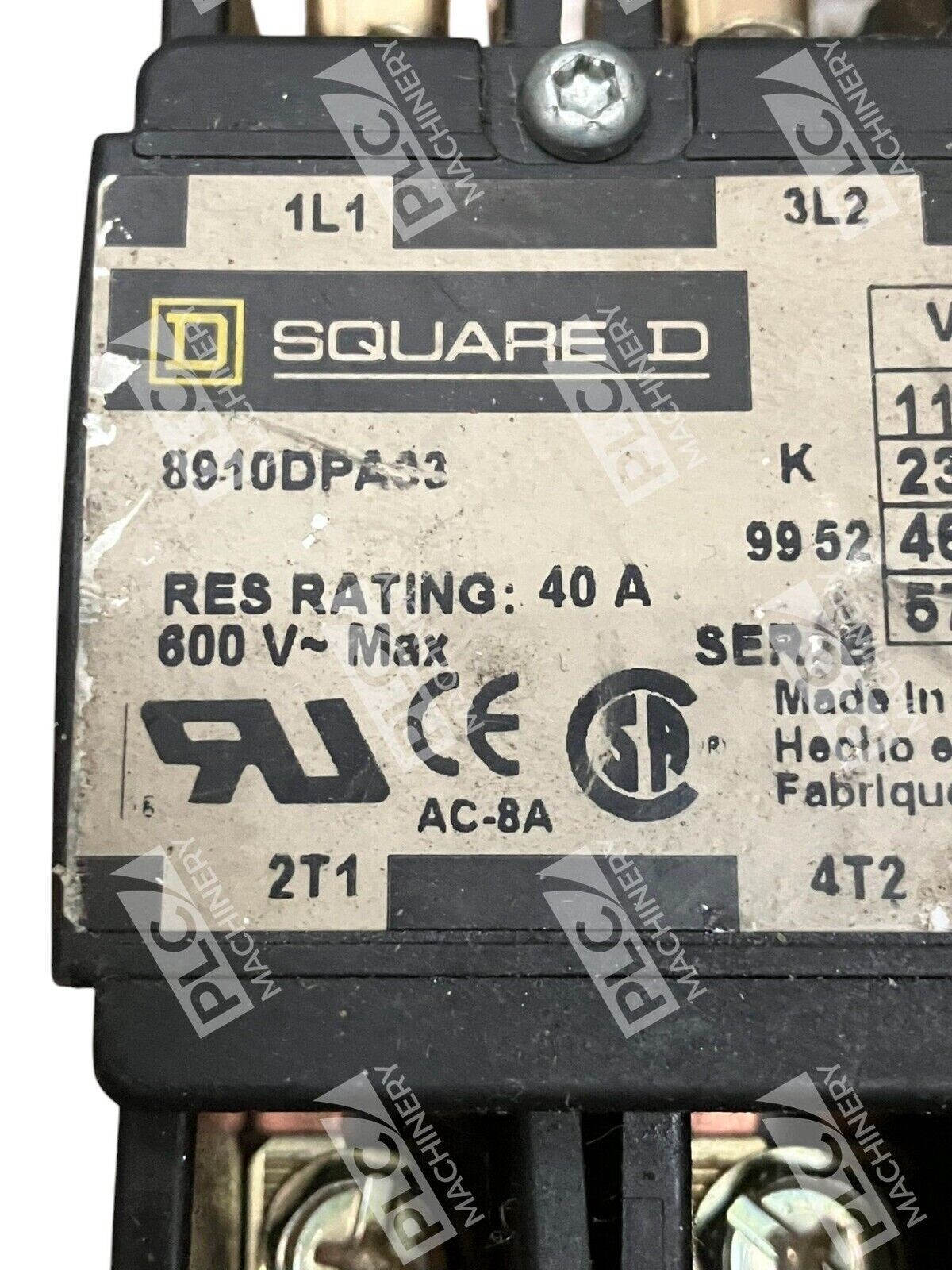 Square D 40A 600V Contactor 8910DPA33 /B - Image 3