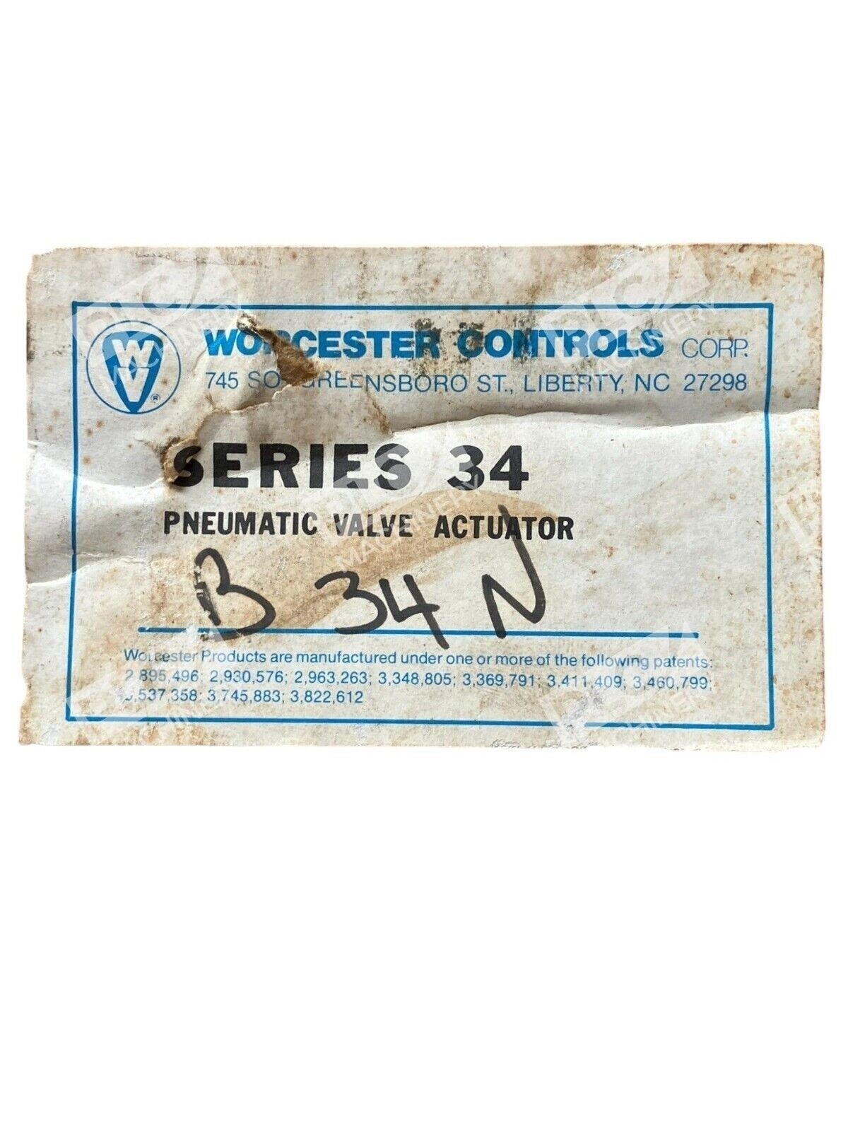 Worcester Controls B34N Series 34 Pneumatic Valve Actuator - Image 3