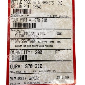 Active Packing Gaskets 316 NOM 70 DURO Silicone O Ring Cord 200Ft S70210 226835796113