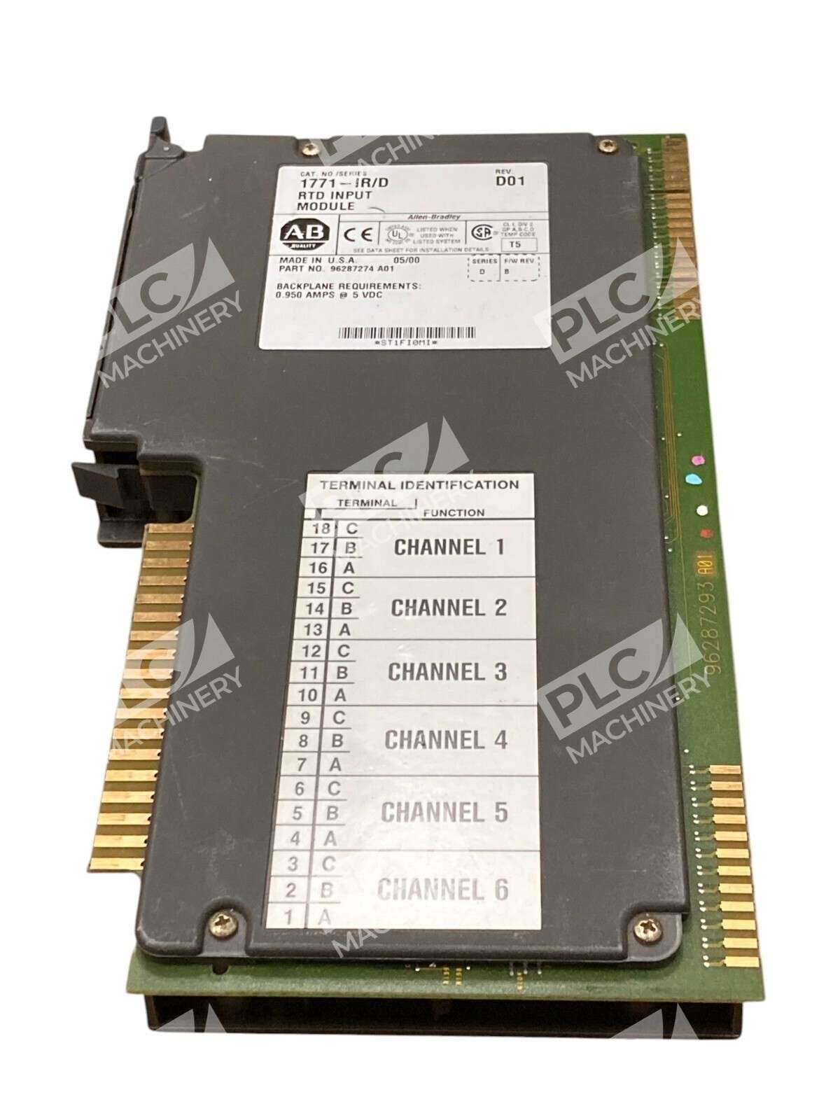 Allen-Bradley 1771-IR /D RTD Input Module 6-Channels Rev D01 AB PLC A-B